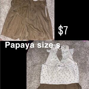 Papaya Brown and White romper Size S